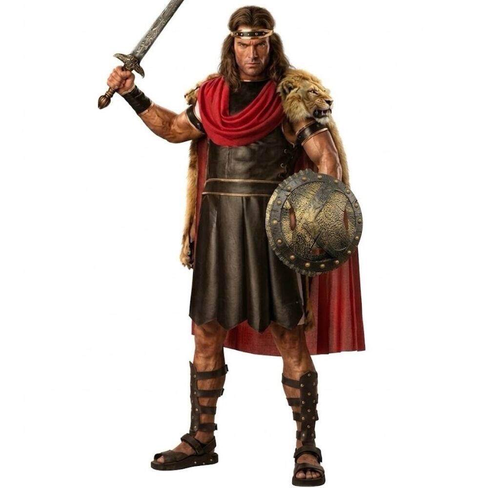 HERCULES ROMAN GLADIATOR WARRIOR GREEK SOLDIER COSTUME W/ SHEILD- ADULT MEDIUM